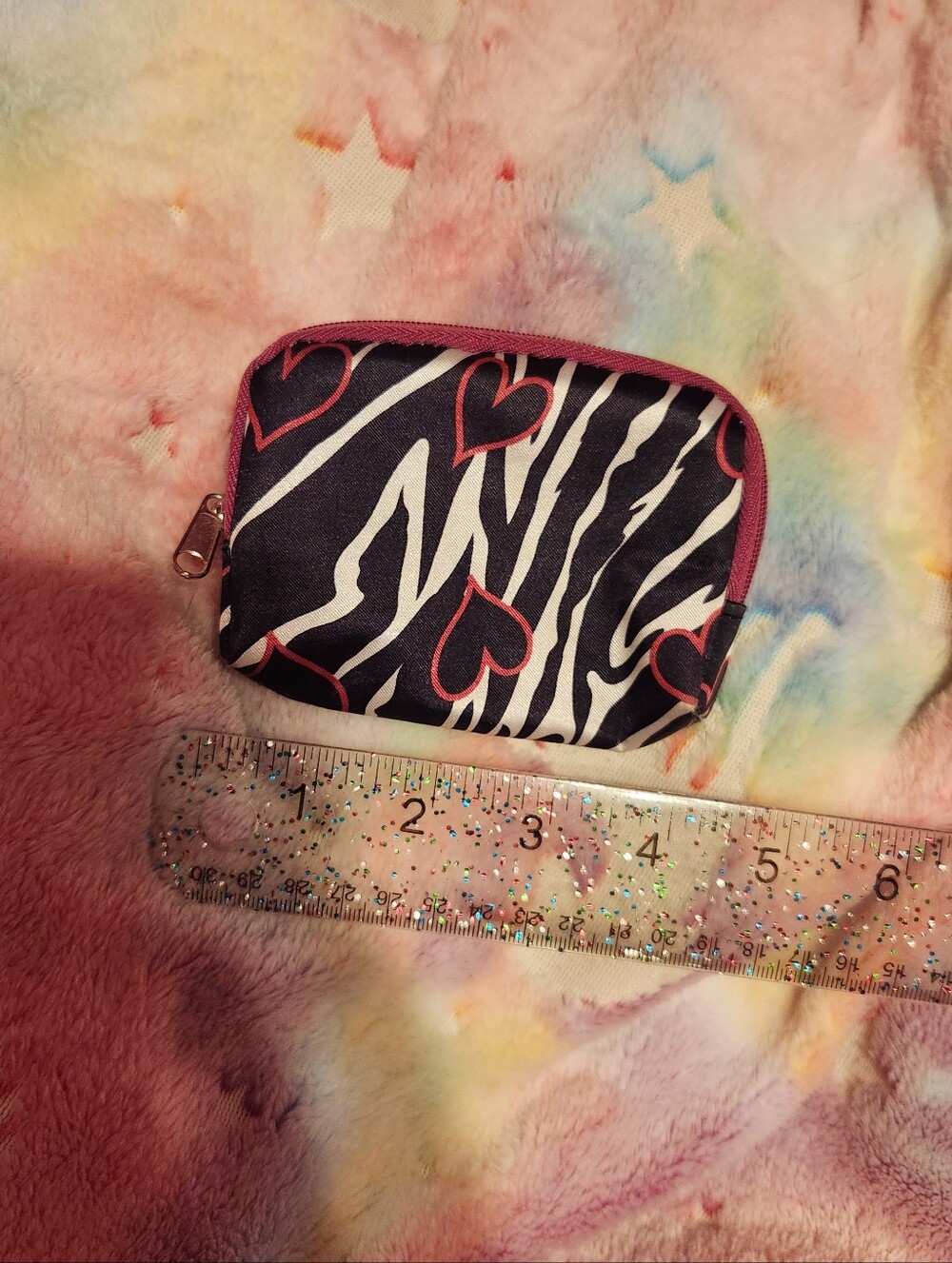 Y2k Zebra Print Hearts Mini Pouch